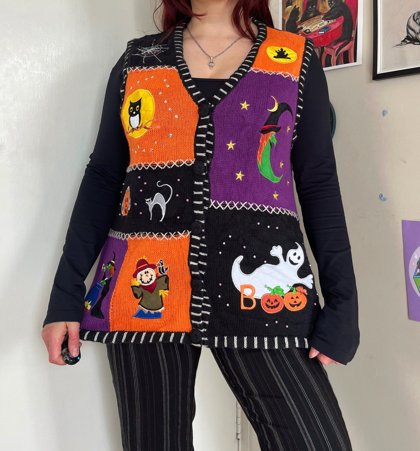Hex 1990s Halloween Sweater Vest L/XL