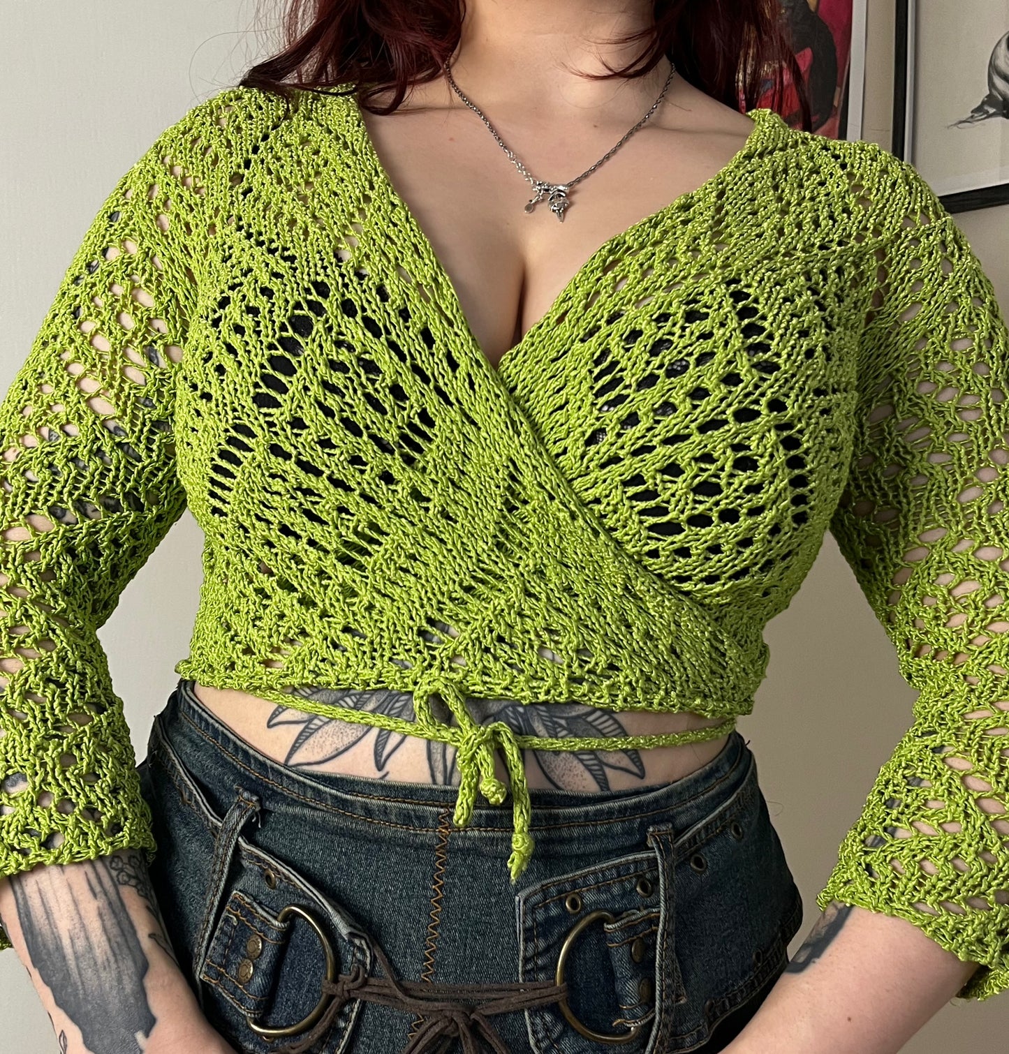 Moss Green Tie Front Cardigan M