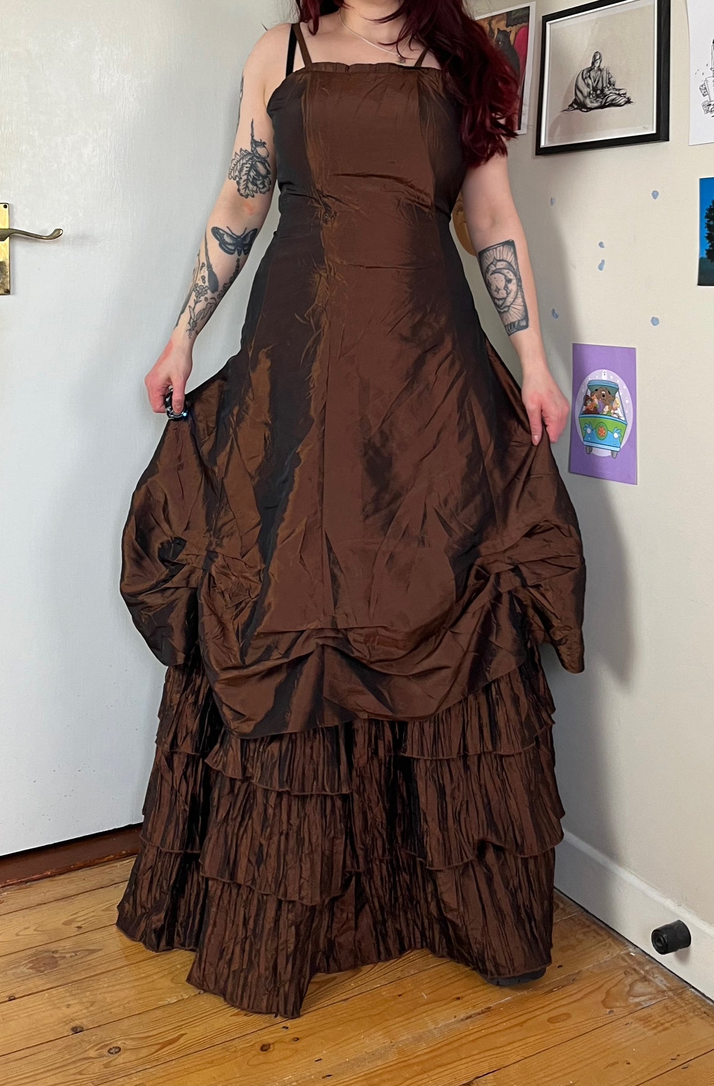 1990s Brown Prom/Evening Dress - UK 8-10