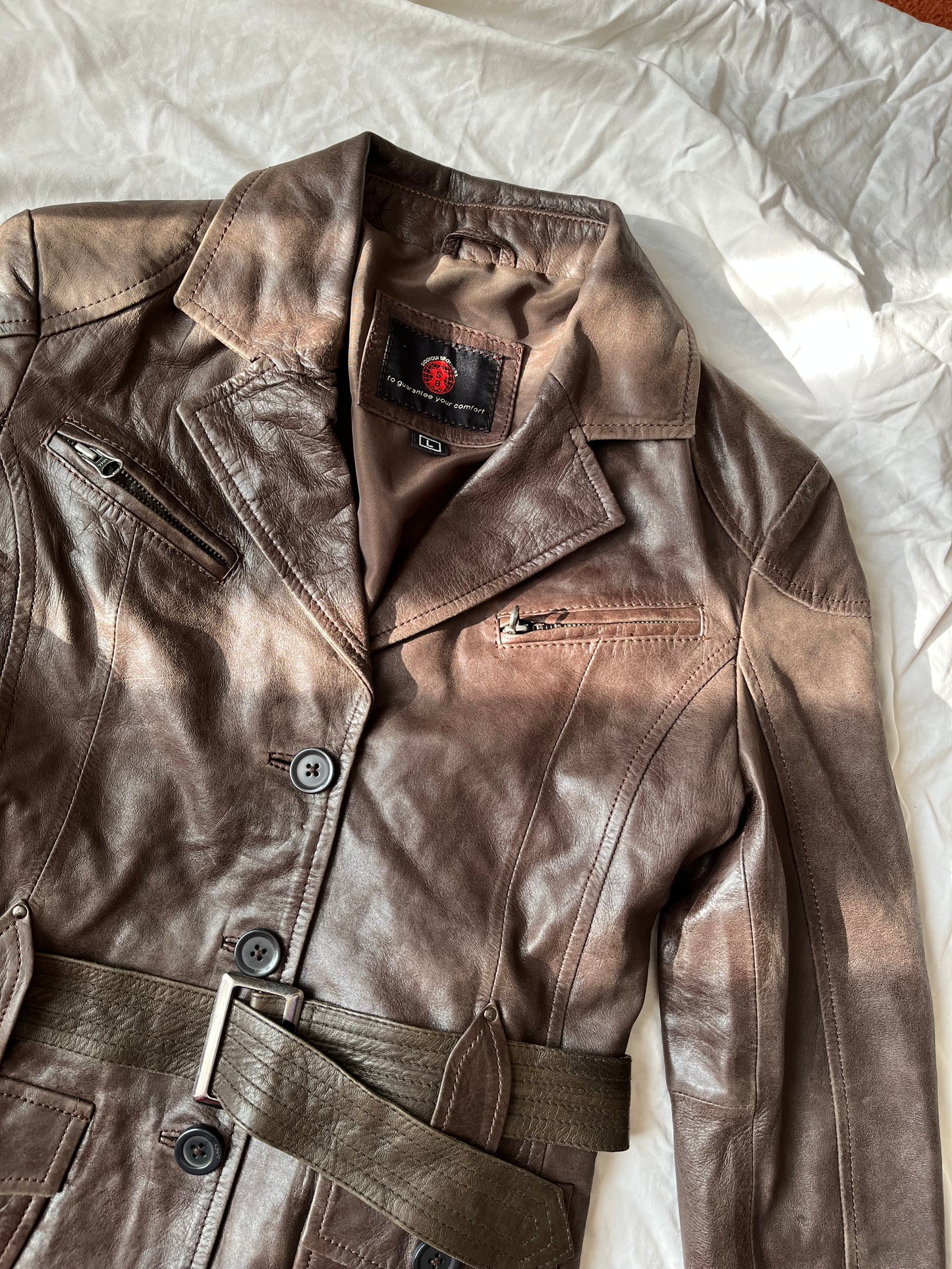 Brown Leather Jacket UK 10