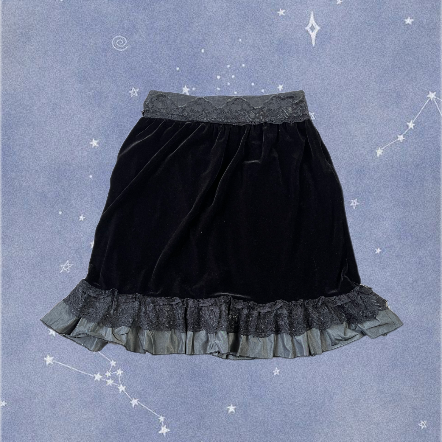 Black Velvet Midi Skirt UK 12
