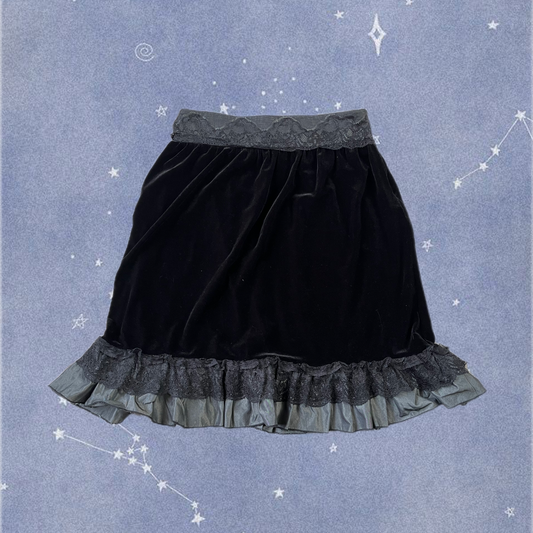 Black Velvet Midi Skirt UK 12