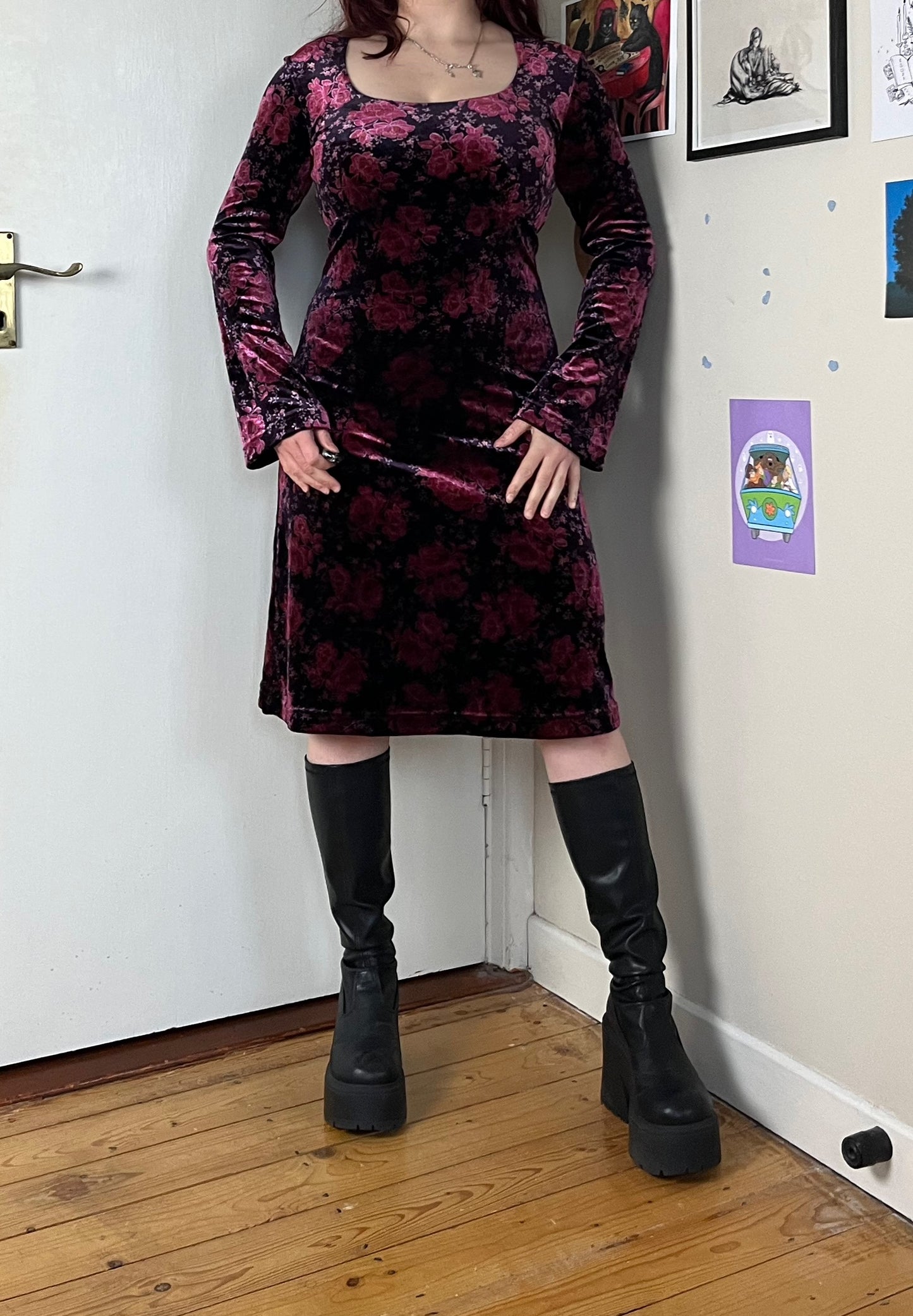 Floral Velvet Dress UK 12
