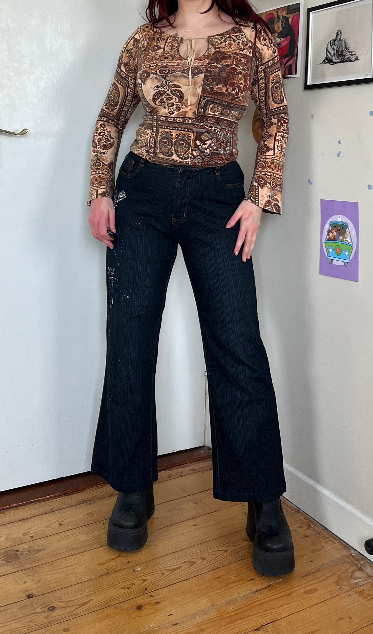 Butterfly Embroidered Jeans - UK 12