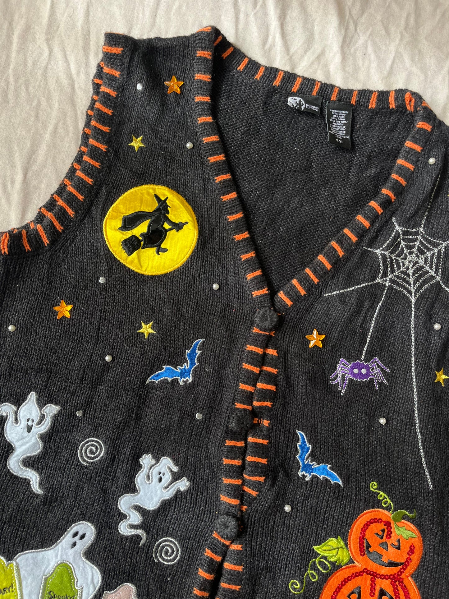 Full Moon 1990s Halloween Sweater Vest M