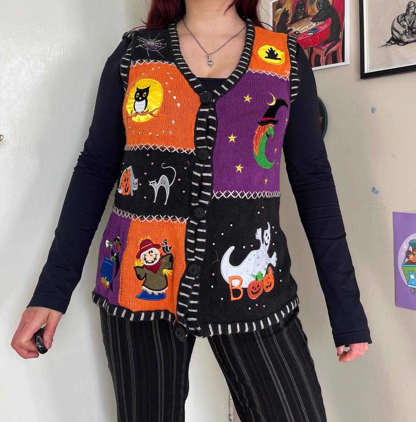Hex 1990s Halloween Sweater Vest M