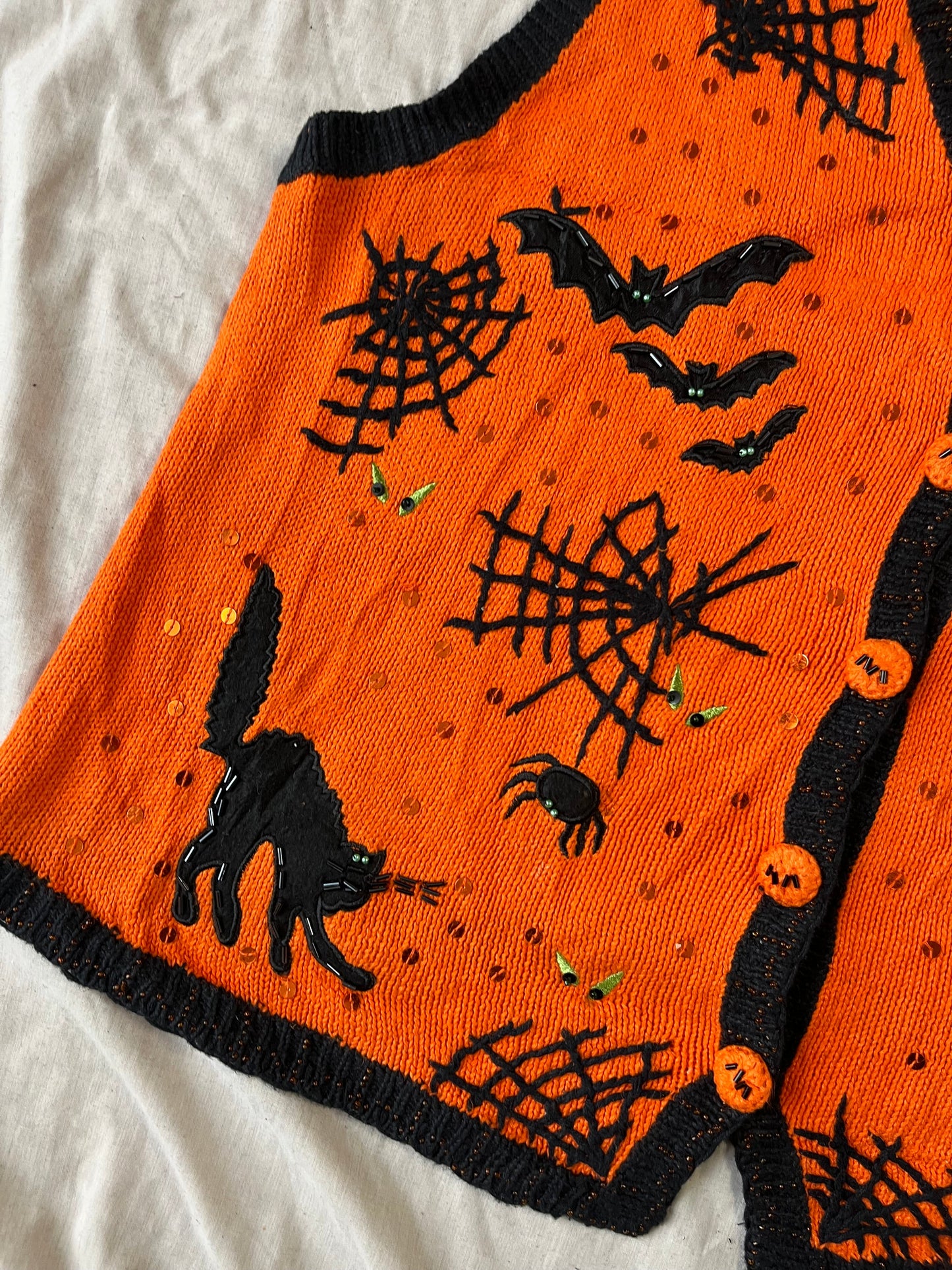 Cobwebs 1990s Halloween Sweater Vest L/XL