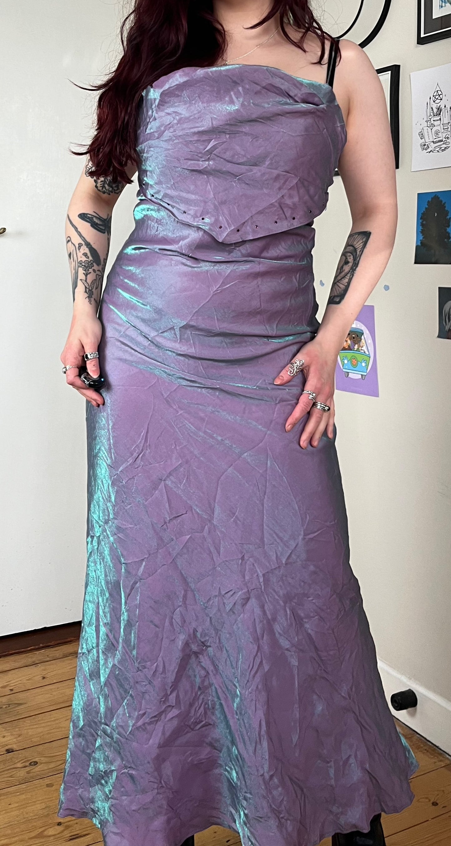 Lilac Satin Evening Dress - UK 10