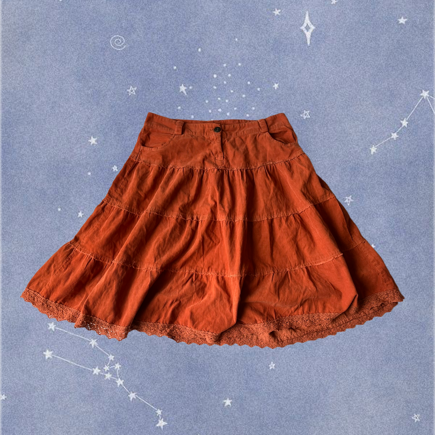 Coral Pink Corduroy Skirt UK 12
