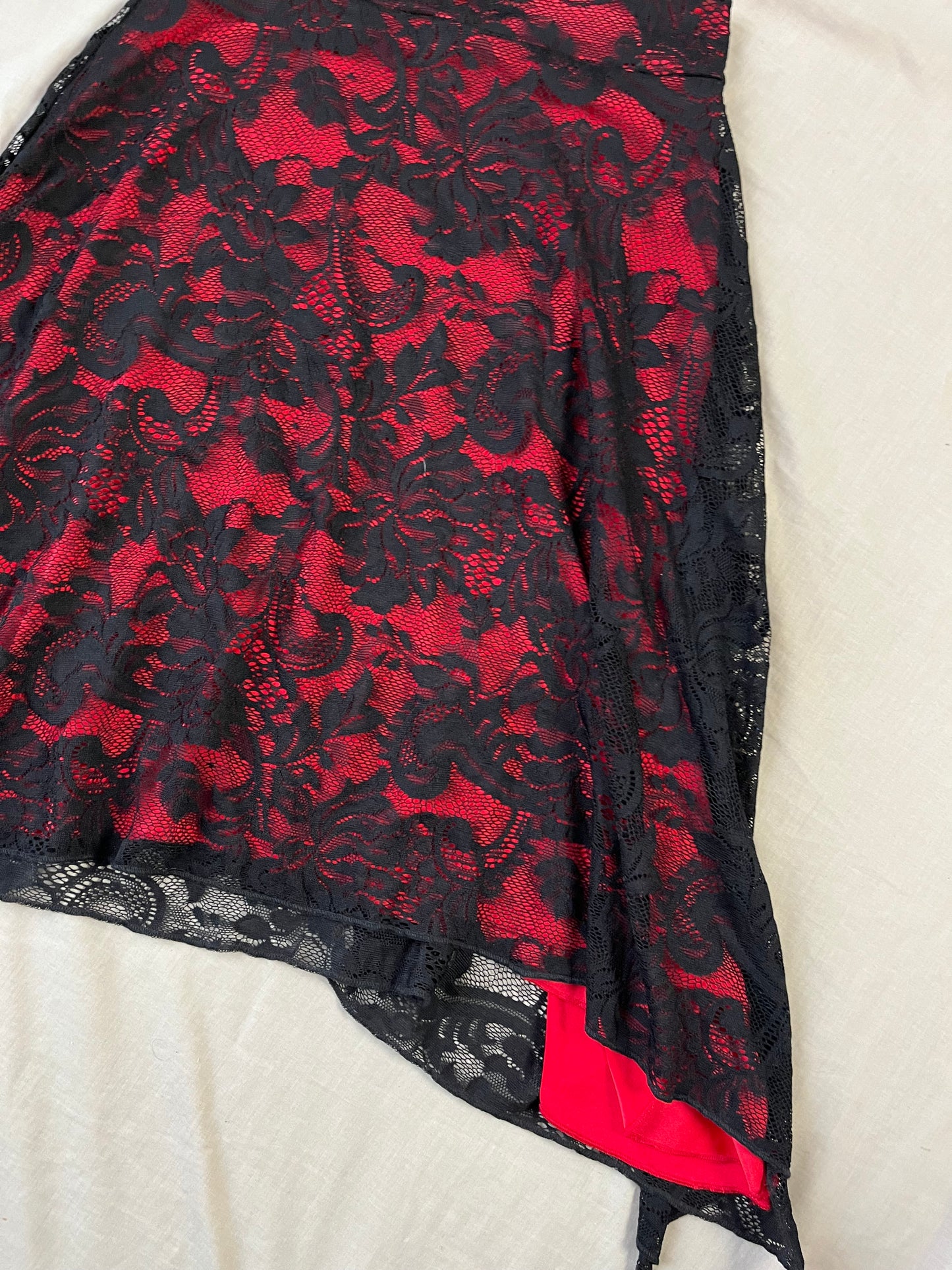 Red/Black Lace Skirt UK 6-10
