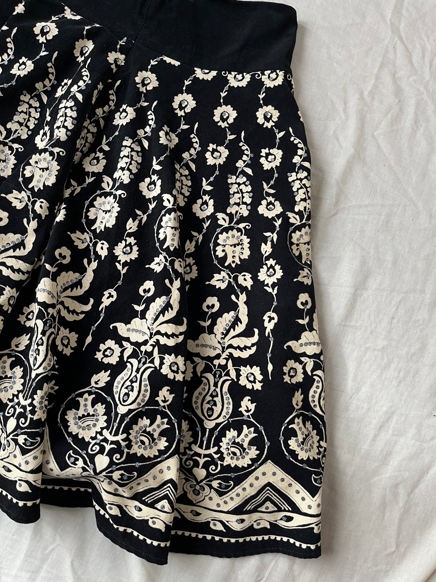 Black Corduroy Skirt UK 8