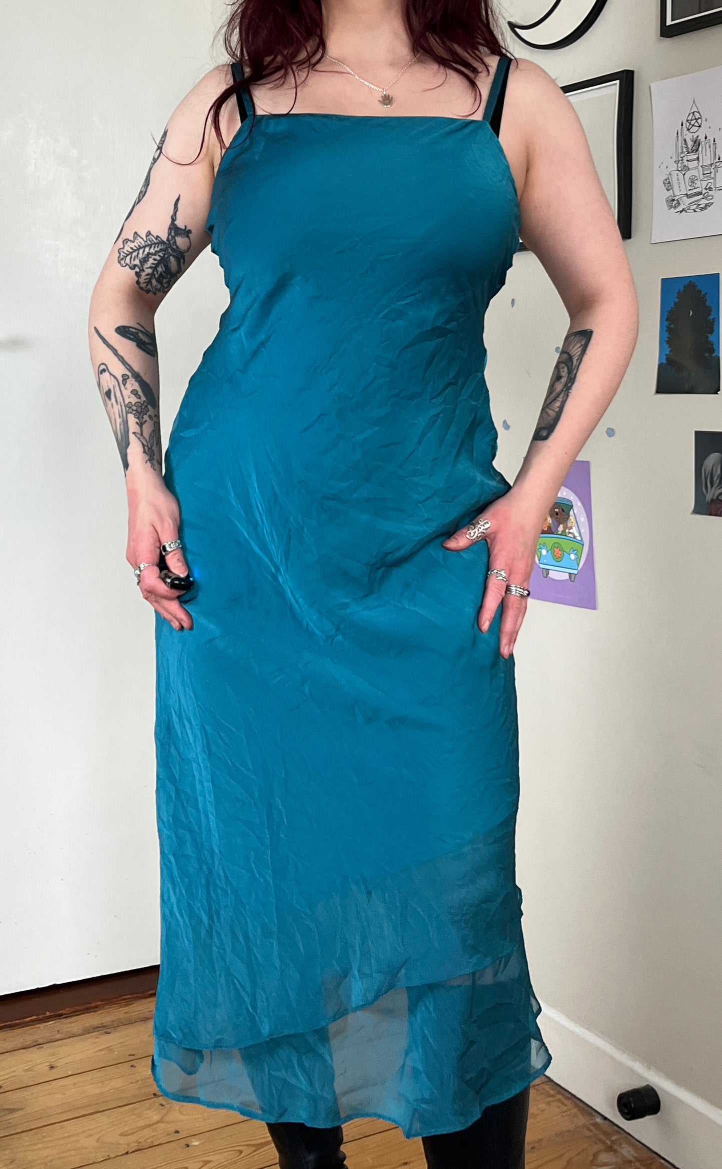 Blue Chiffon Dress - UK 10