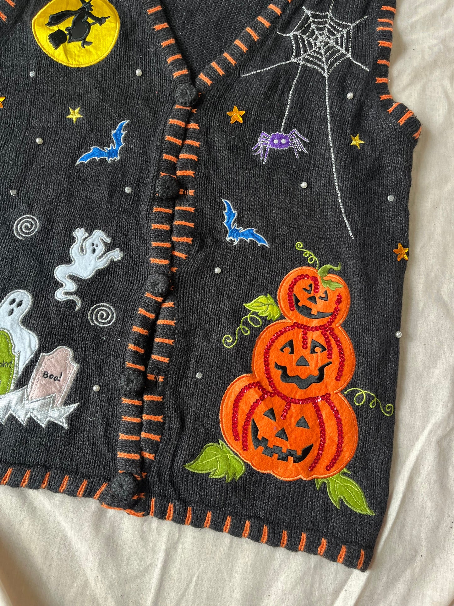 Full Moon 1990s Halloween Sweater Vest M