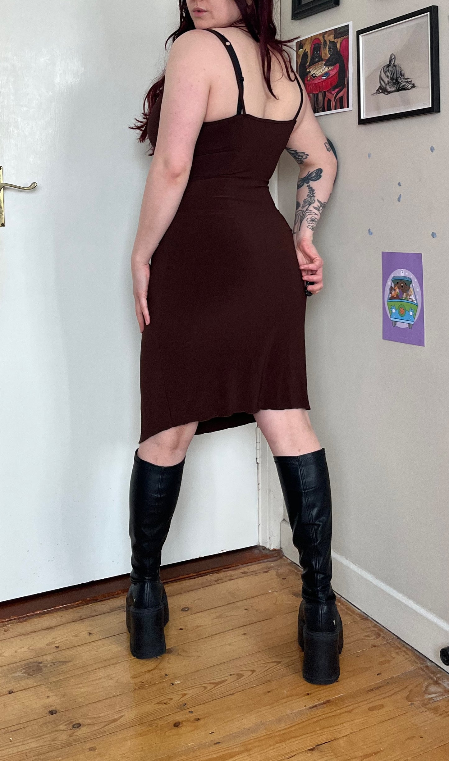 Brown Y2K Dress UK 8
