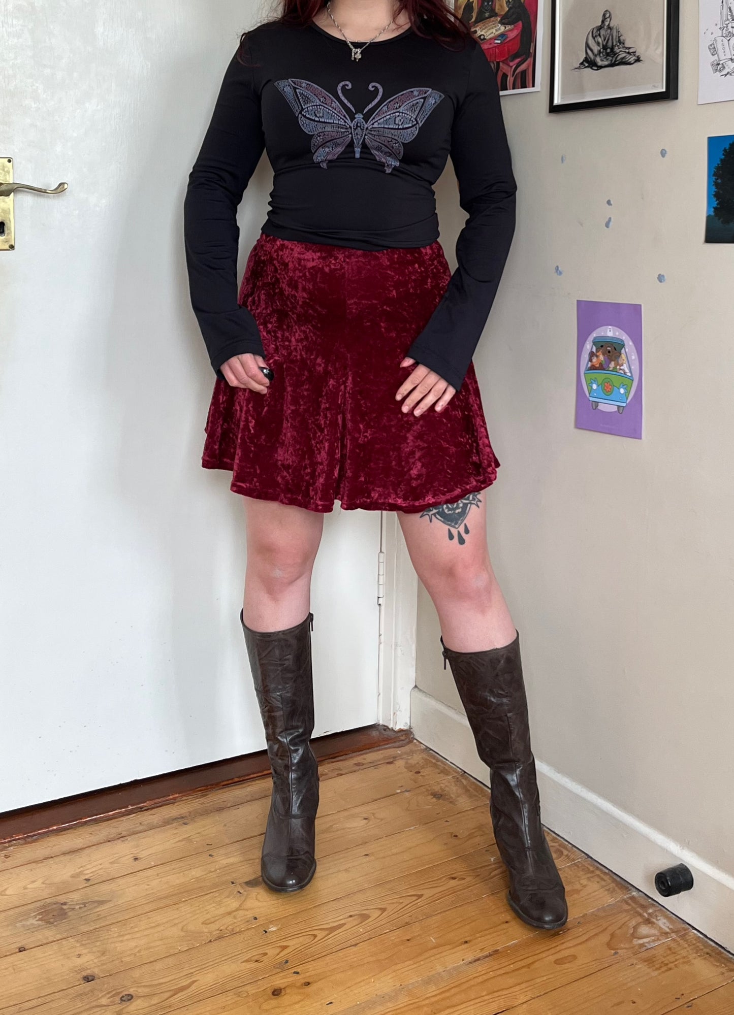 Pink Velvet Skirt UK 6-10