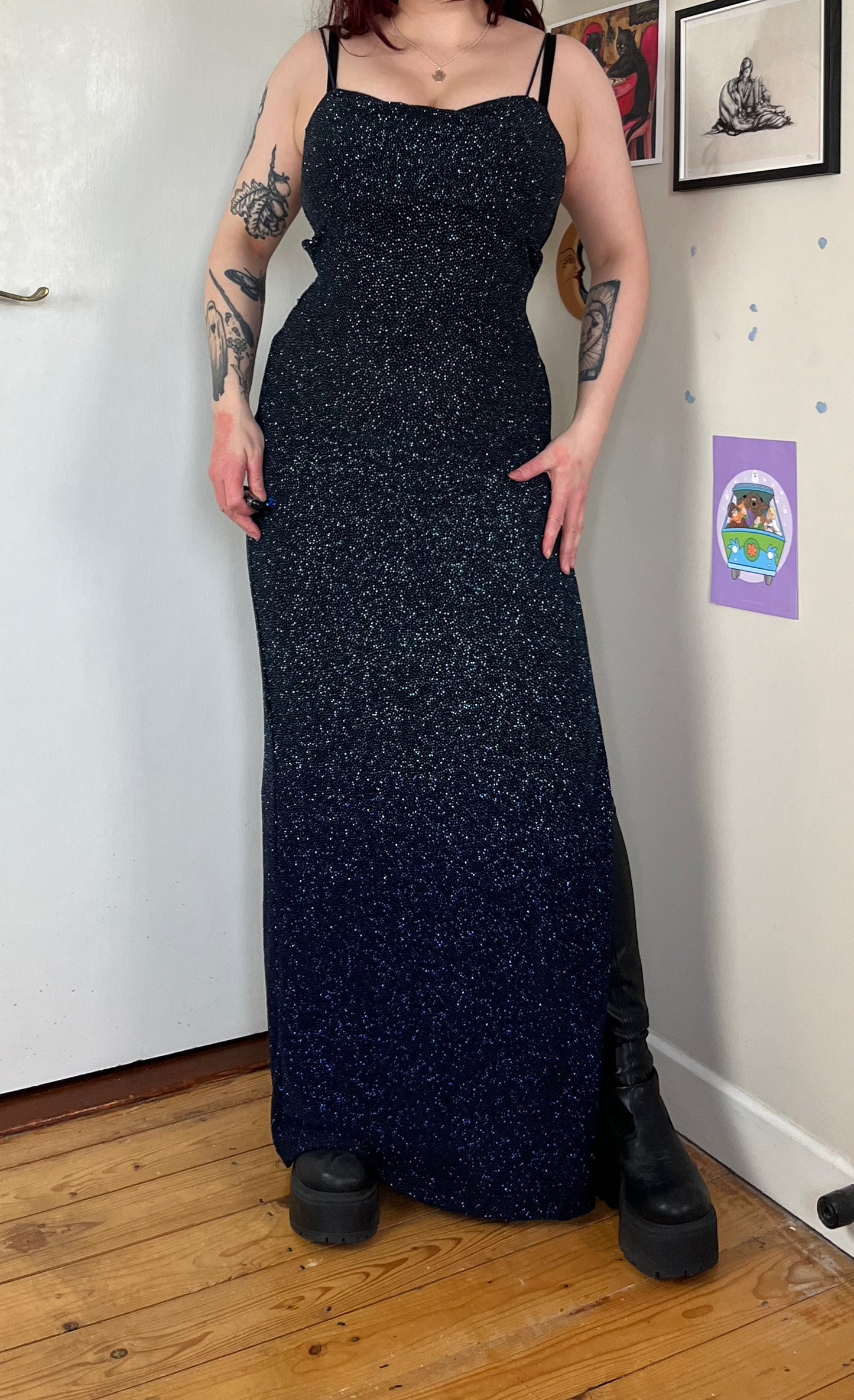 Blue Glitter Evening Dress - UK 8-10