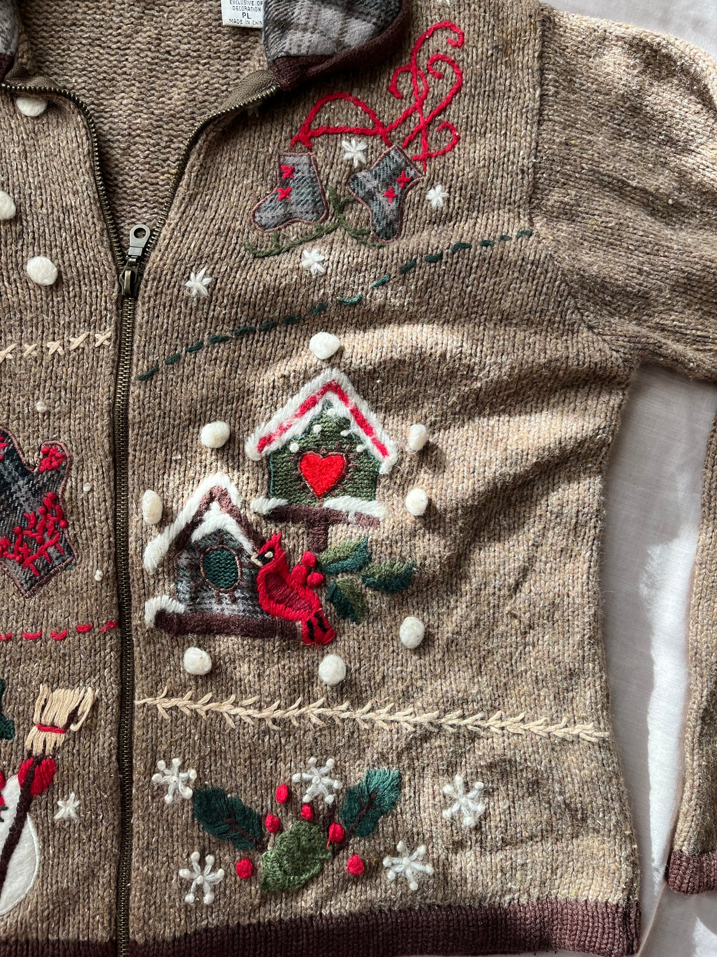 Winter Woodland 1990s Cardigan UK 4-14/M