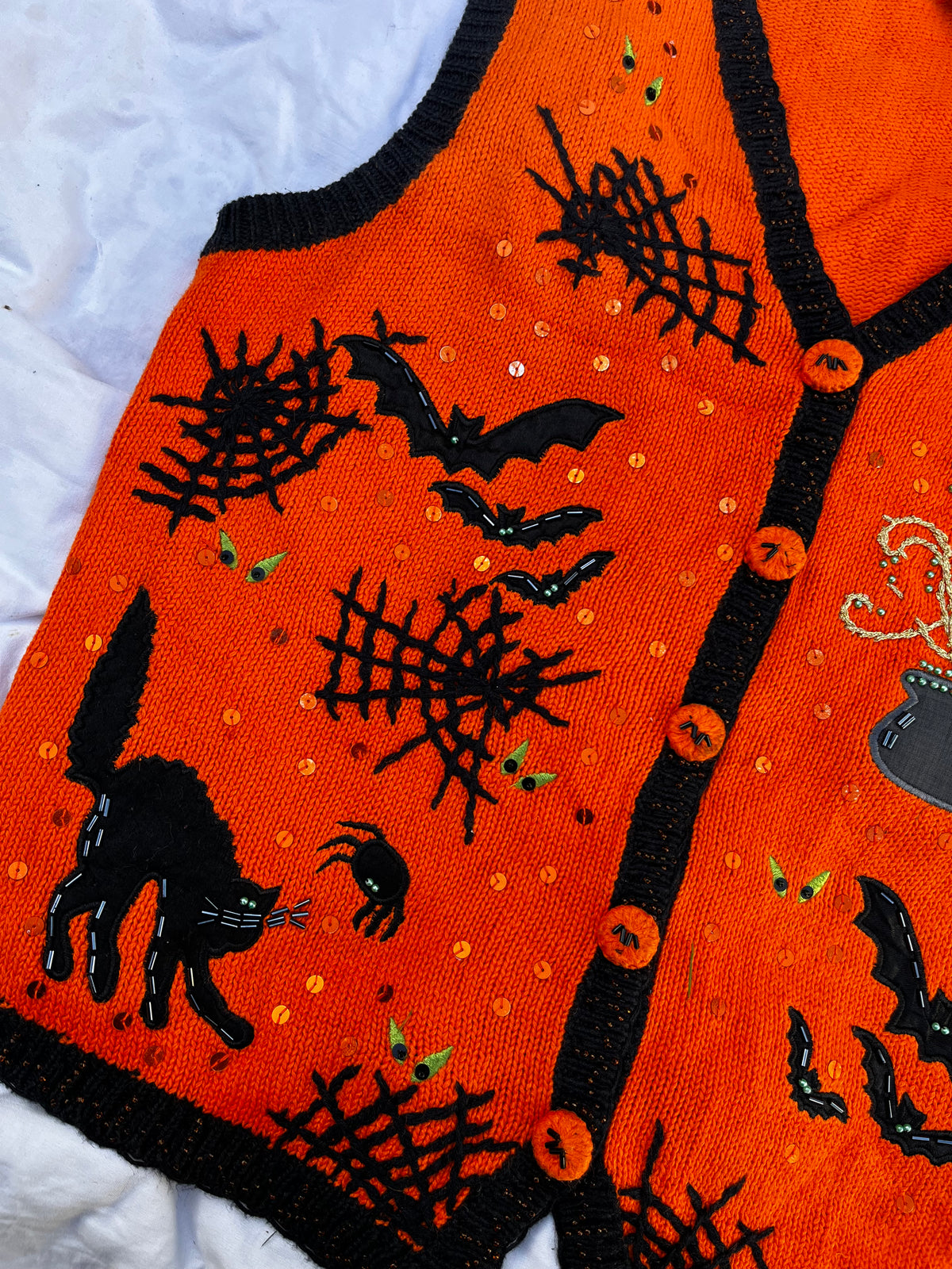 Cobwebs 1990s Halloween Sweater Vest M