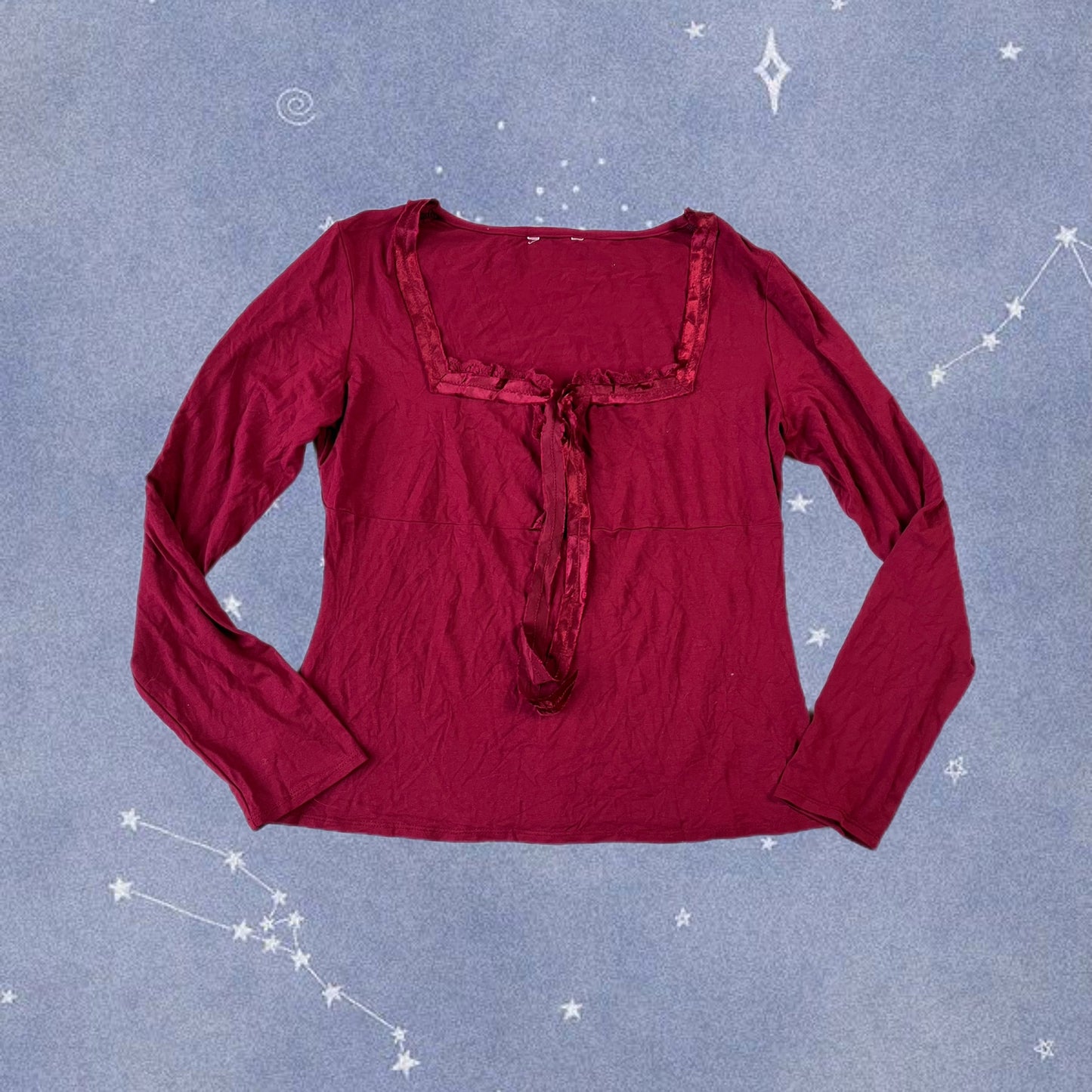 Square Neck Red Top UK 10