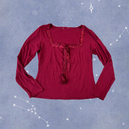Square Neck Red Top UK 10