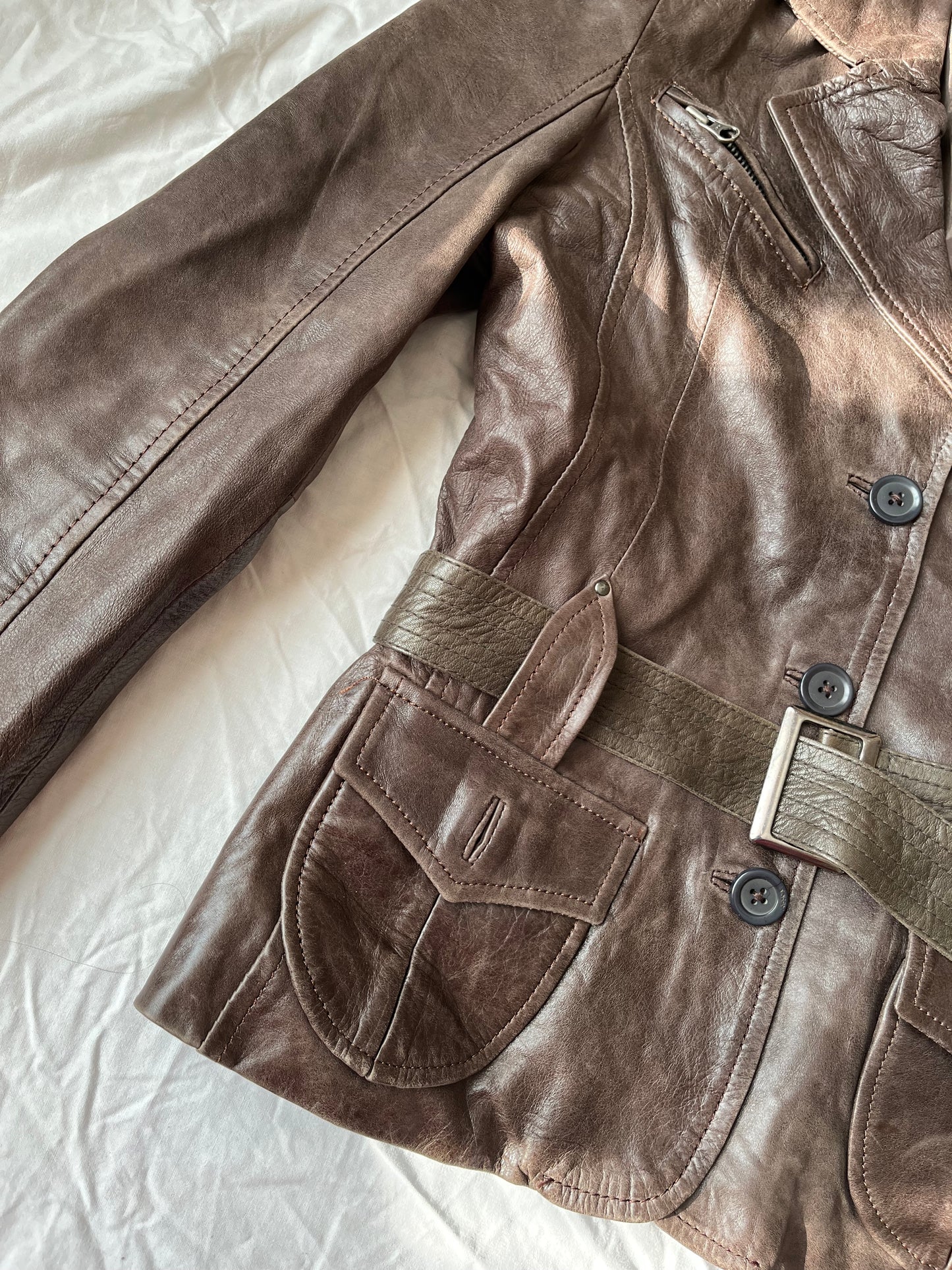 Brown Leather Jacket UK 10