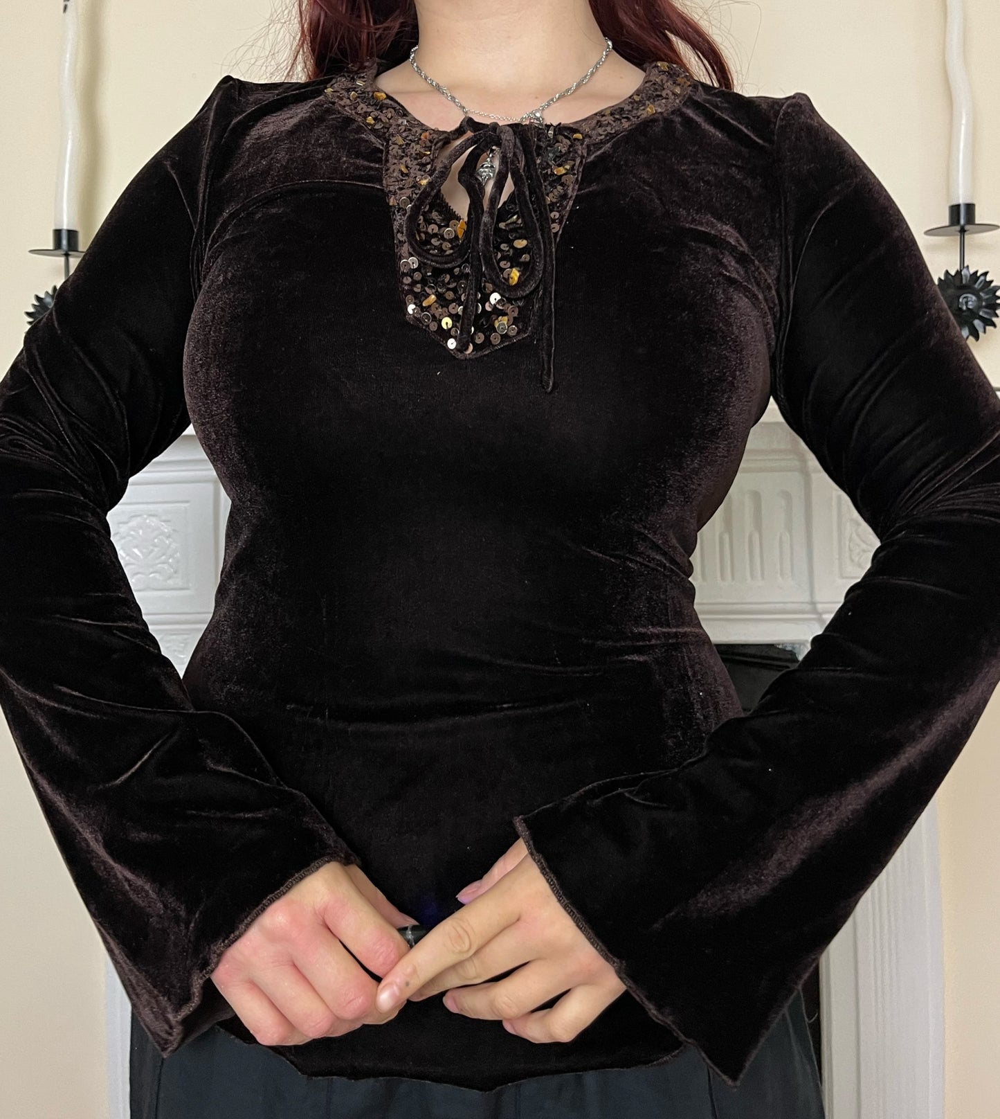 Brown Velvet Top UK 10-12