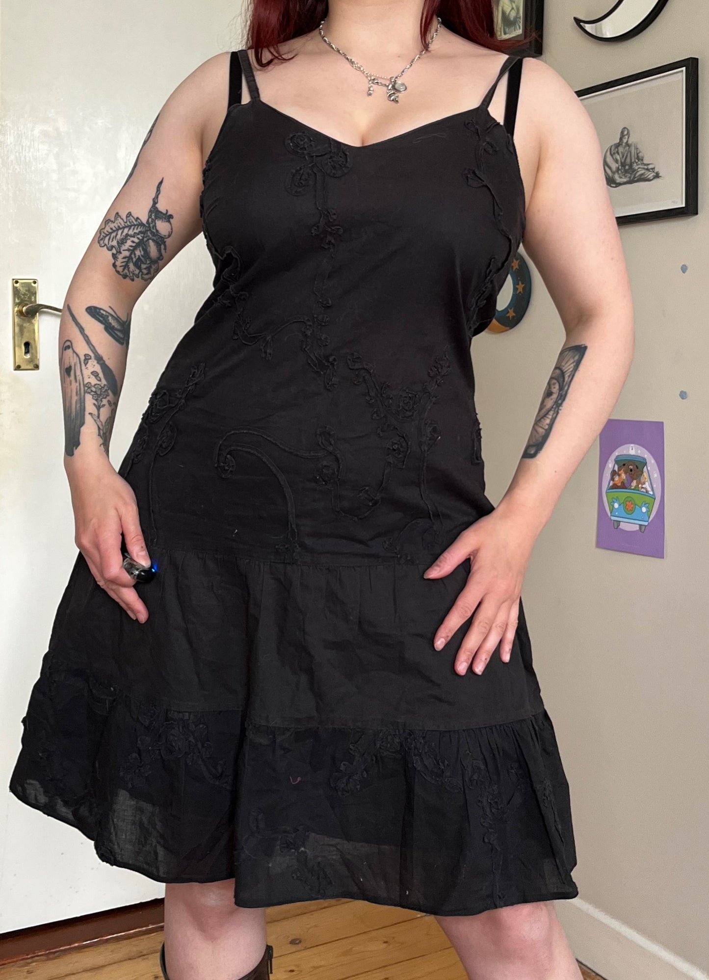 Black Cotton Dress UK 12