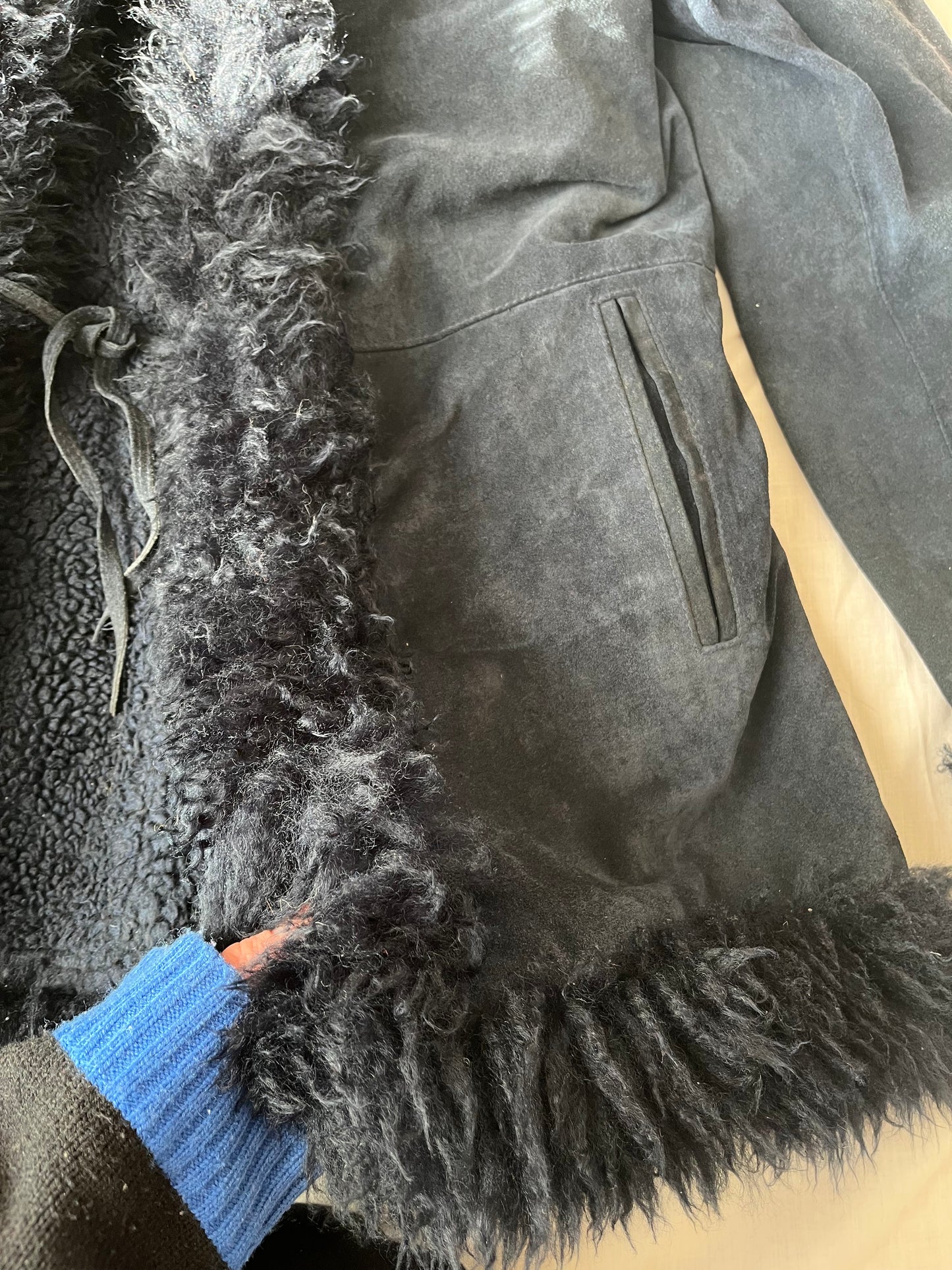 Black Suede Afghan Coat - Size M/L