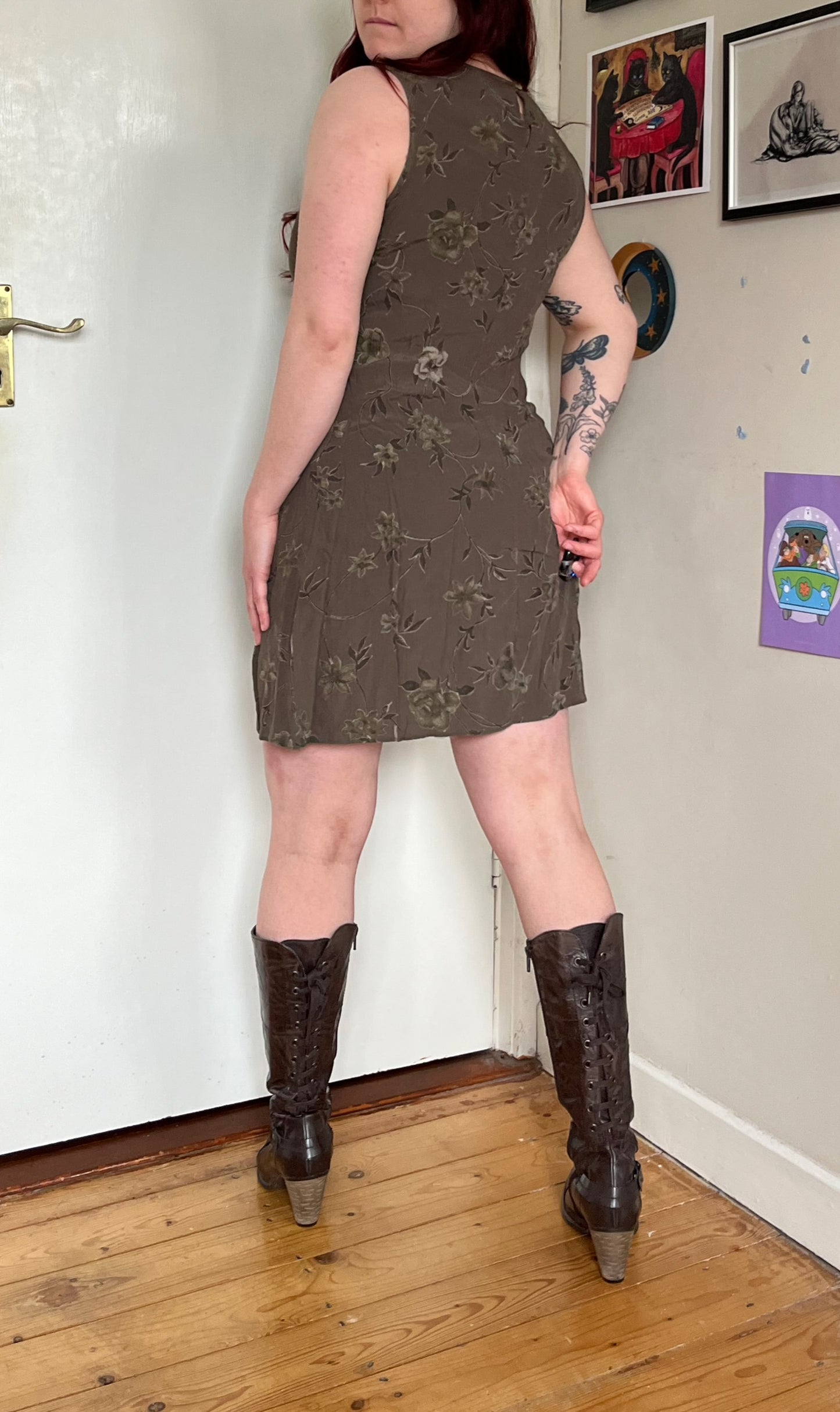 Green Floral Dress UK 12