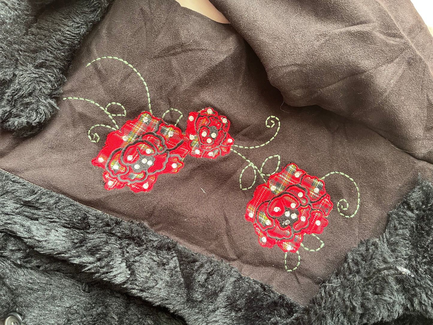 Black Embroidered Afghan Coat - Size S