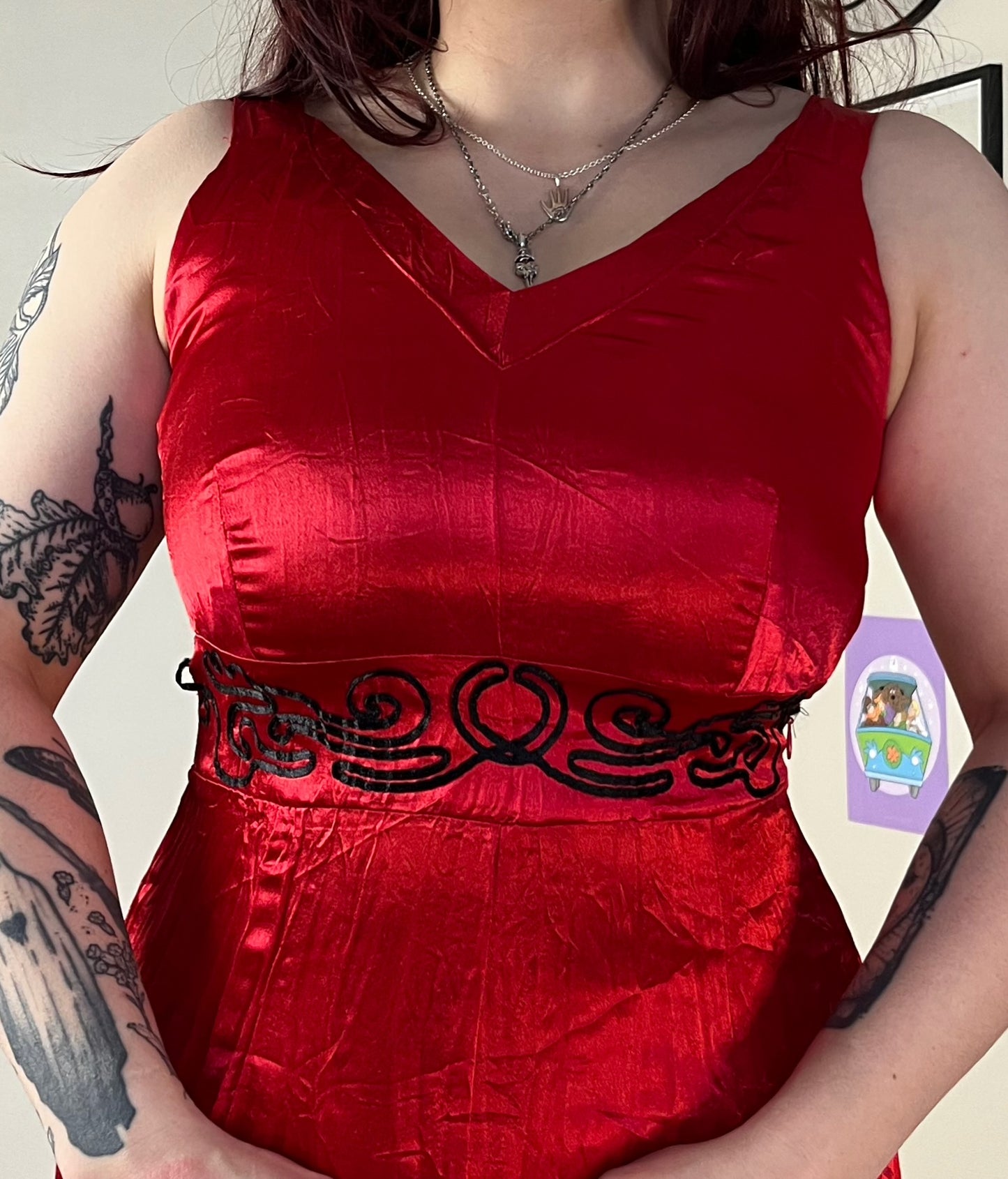 Red Satin Dress UK 10