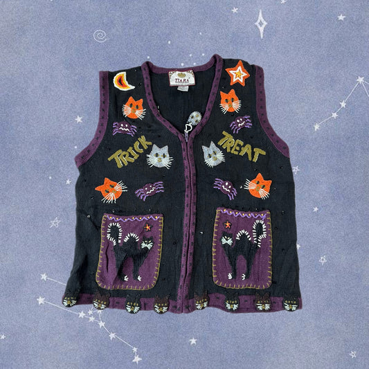 Trick or Treat 1990s Halloween Sweater Vest M/L