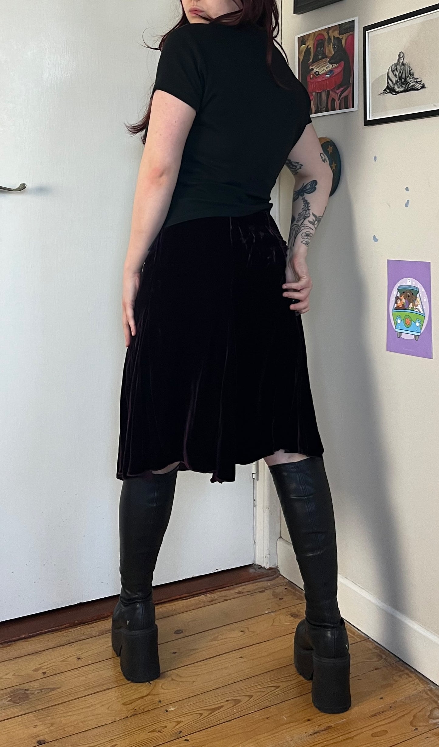 Purple Velvet Skirt UK 10