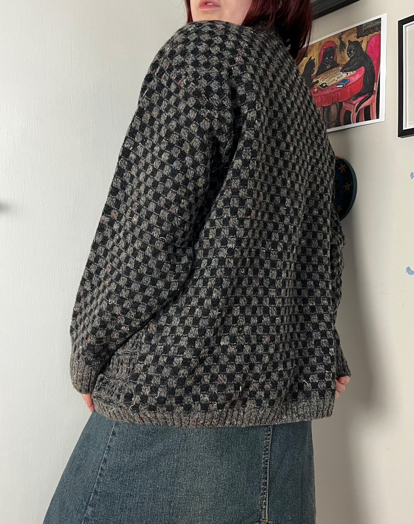 Grey and Red Cardigan XL