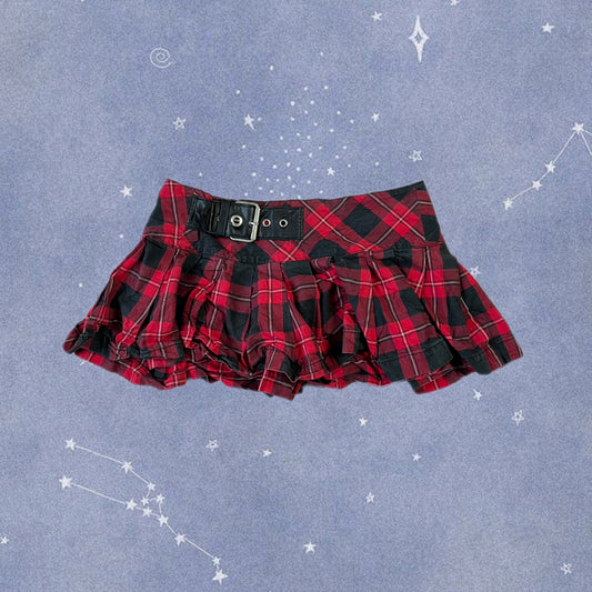 Red Plaid Mini Skirt UK 10-12