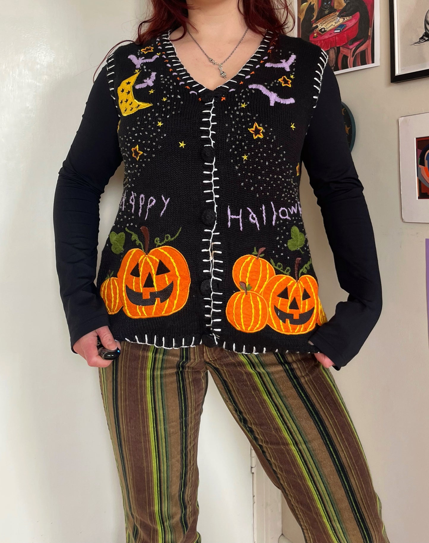 Spellbound 1990s Halloween Sweater Vest L