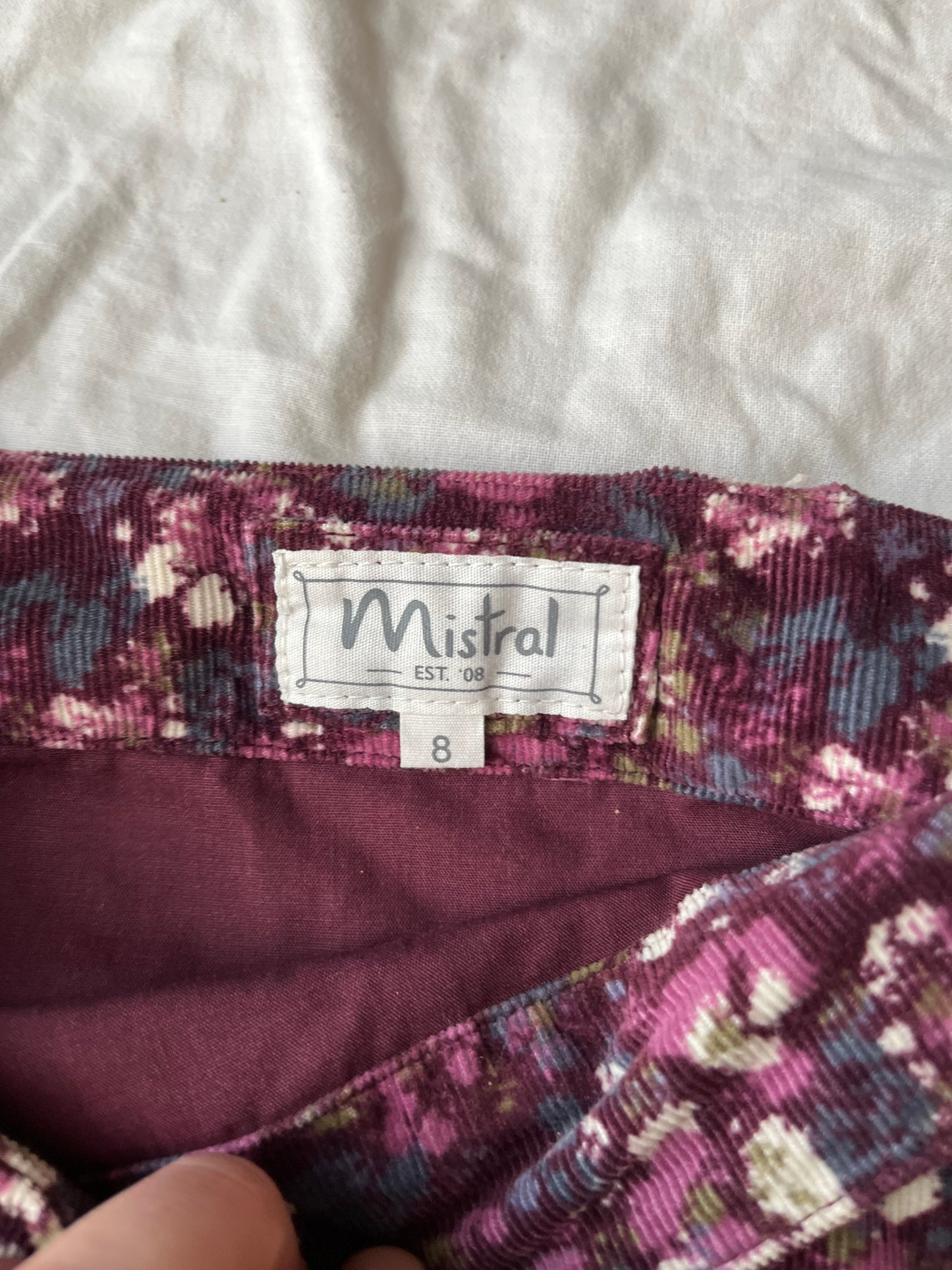 Corduroy Floral Midi Skirt UK 10