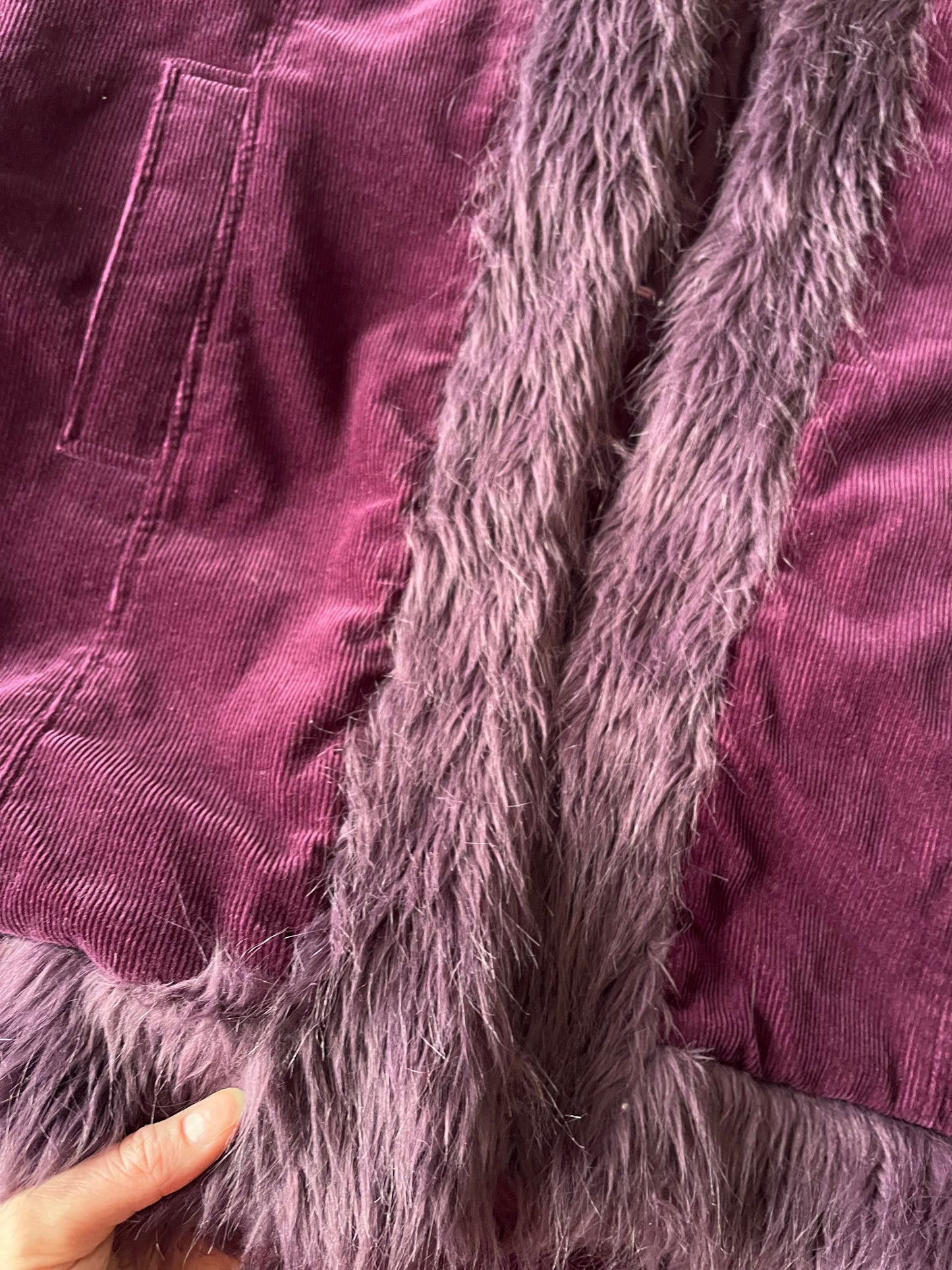 Purple Corduroy Afghan Coat UK 16-18