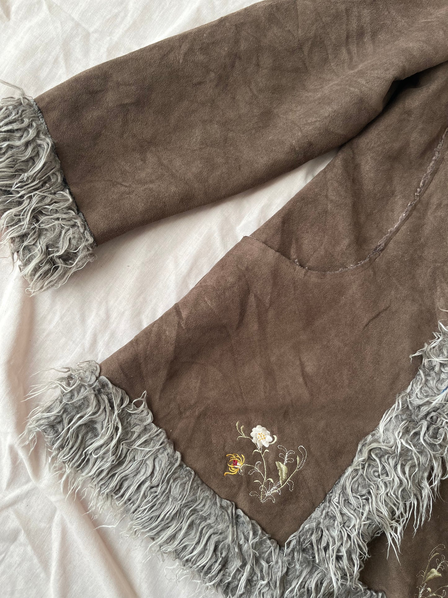 Brown Embroidered Afghan Coat - Size S/M