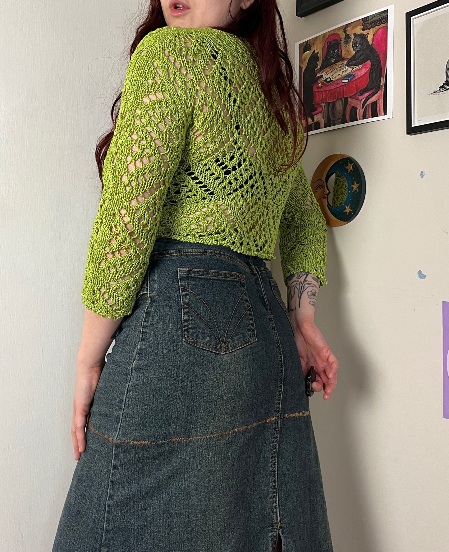 Moss Green Tie Front Cardigan M