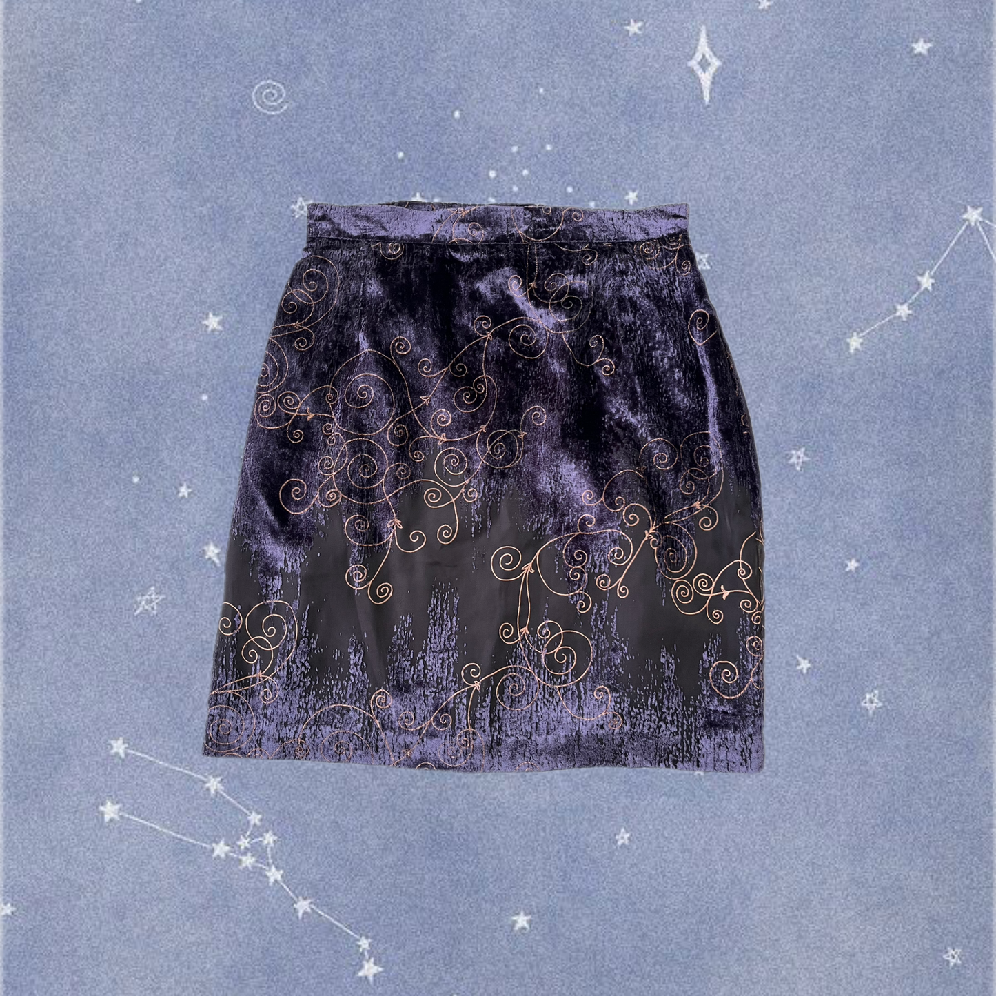 Purple Velvet Mini Skirt UK 8-10