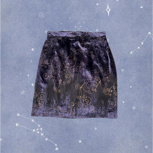 Purple Velvet Mini Skirt UK 8-10