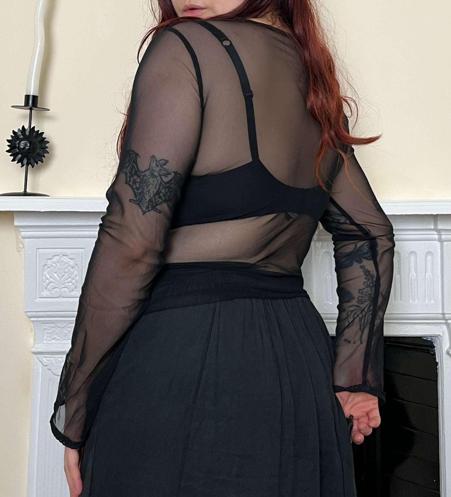 Black Mesh Top UK 10