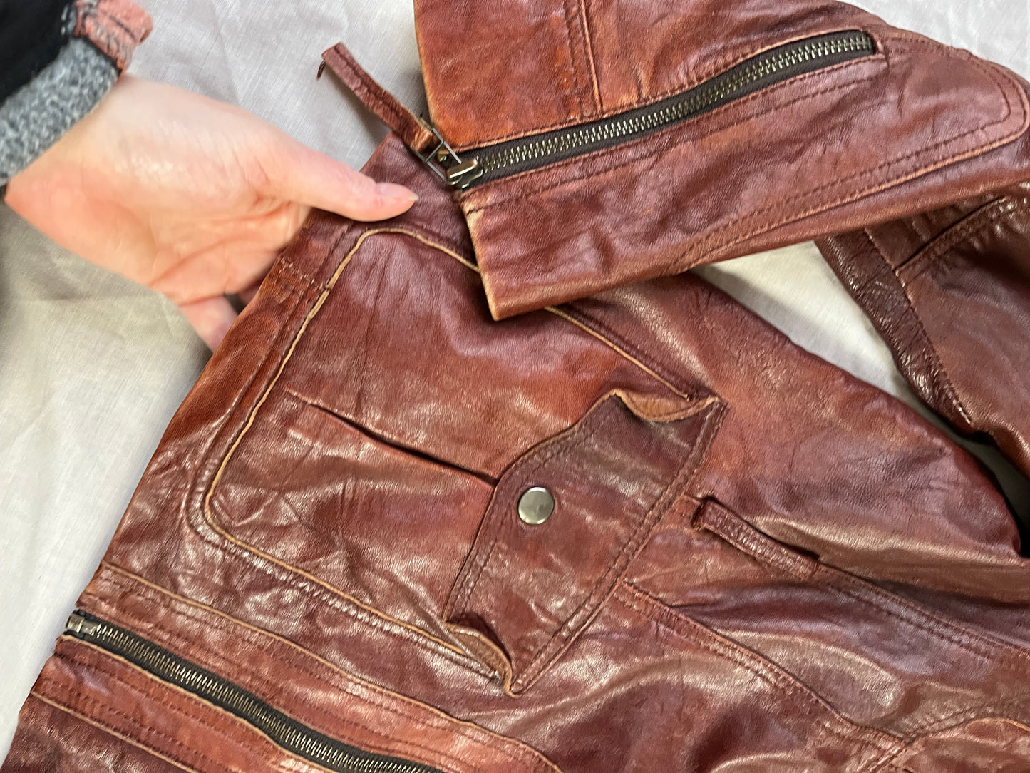 Oxblood Red Leather Jacket UK 12/14/M