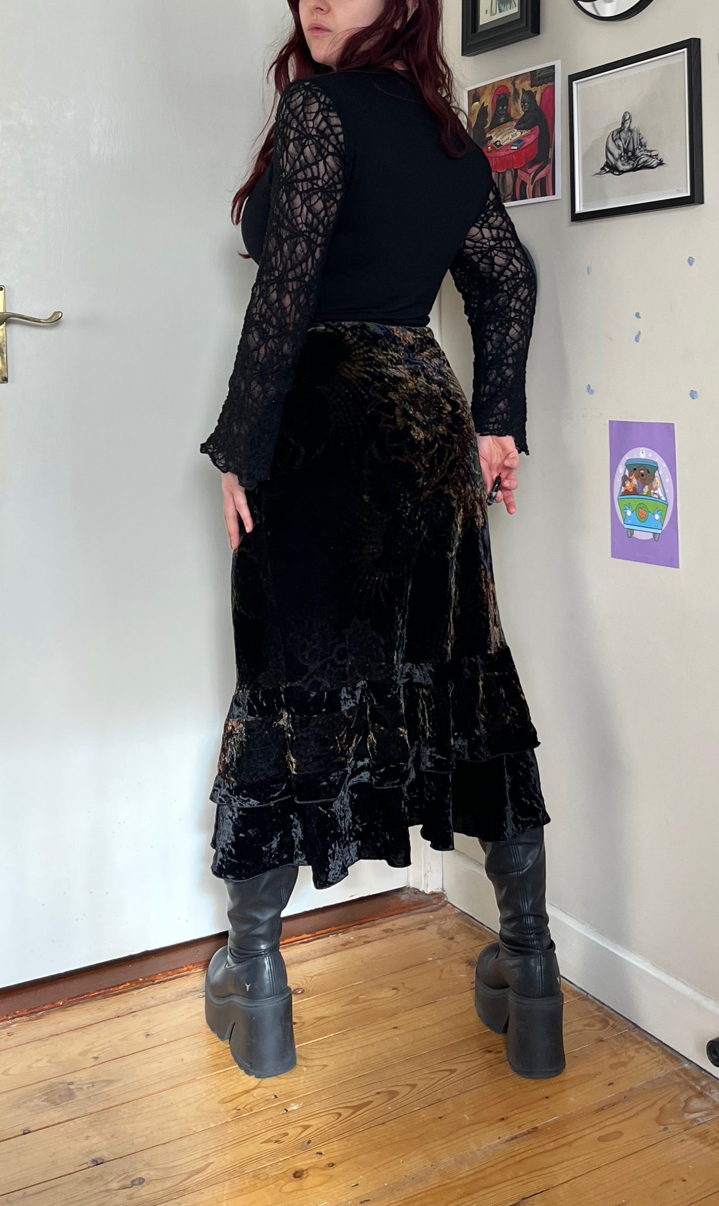 Velvet Floral Skirt UK 6-12