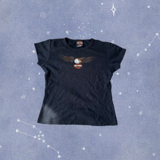 Y2K Harley Davidson Baby Tee UK 10-12