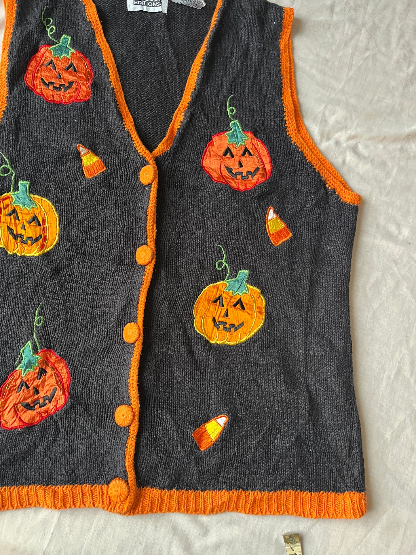 Pumpkin Spice 1990s Halloween Sweater Vest S/M
