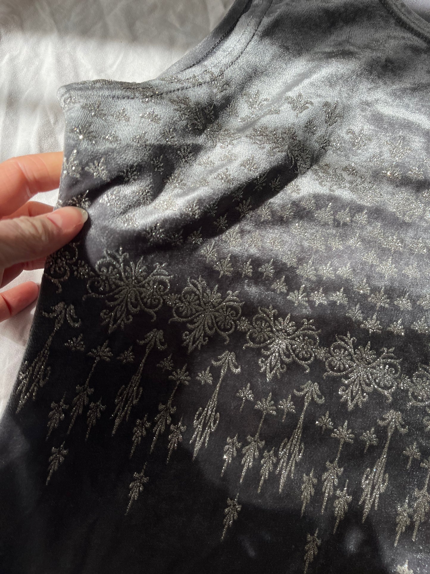Silver Velvet Top UK 12