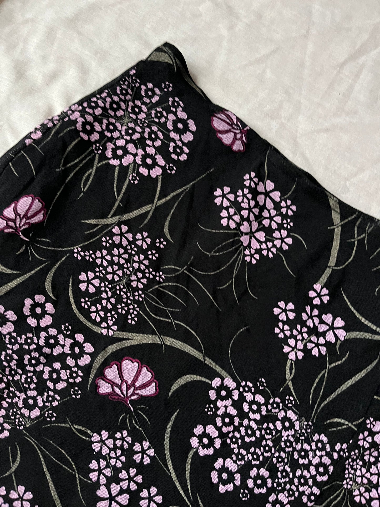 Black Floral Mesh Skirt - UK 12-14