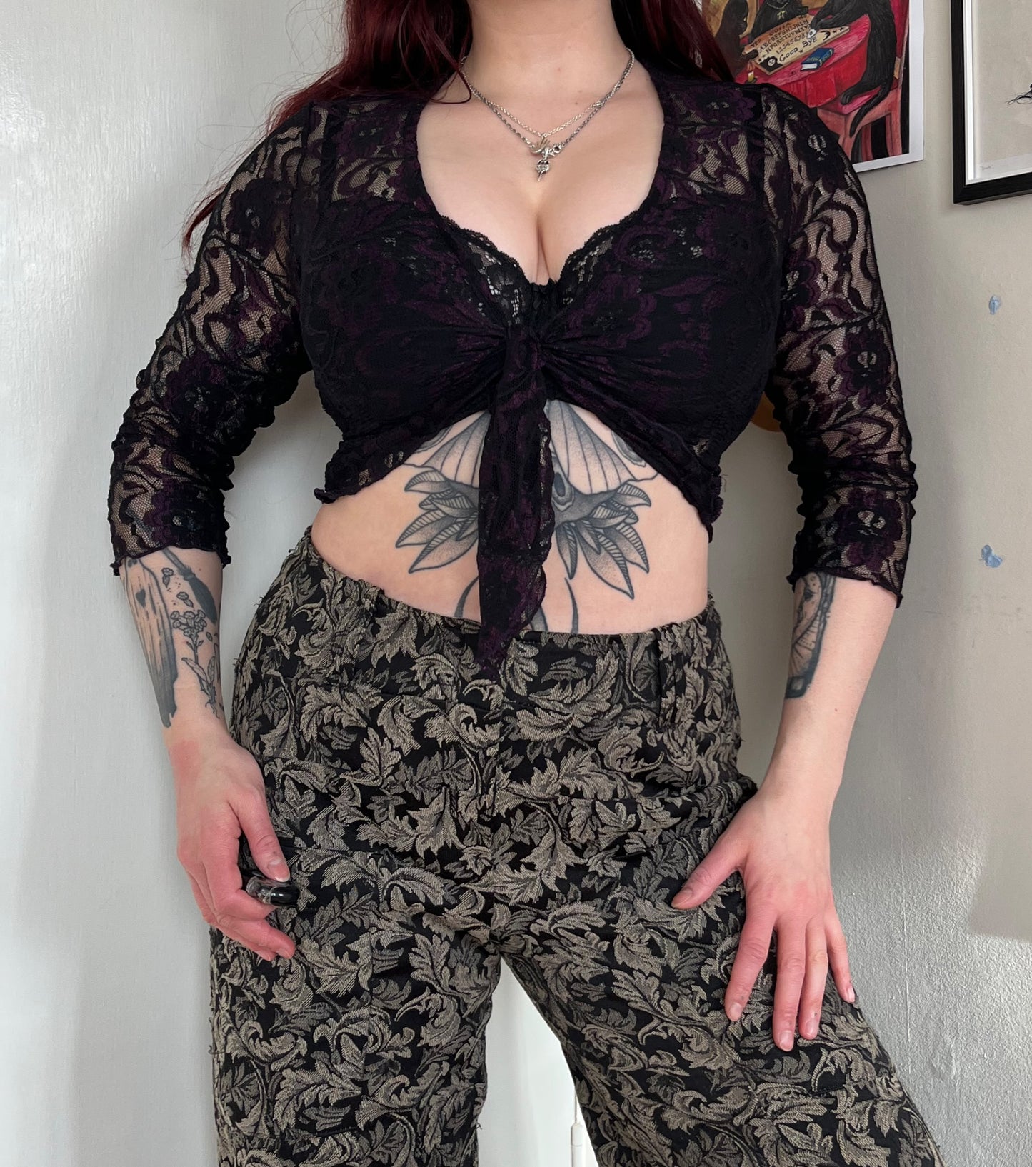 Purple and Black Lace Top UK 8-10